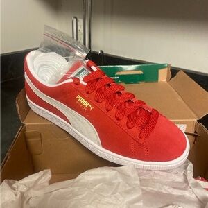 Puma Suede Classic XXI Red and White Sneakers